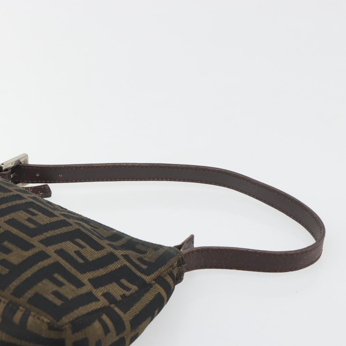 FENDI Zucca Canvas Hand Bag Black Brown Auth mr2535