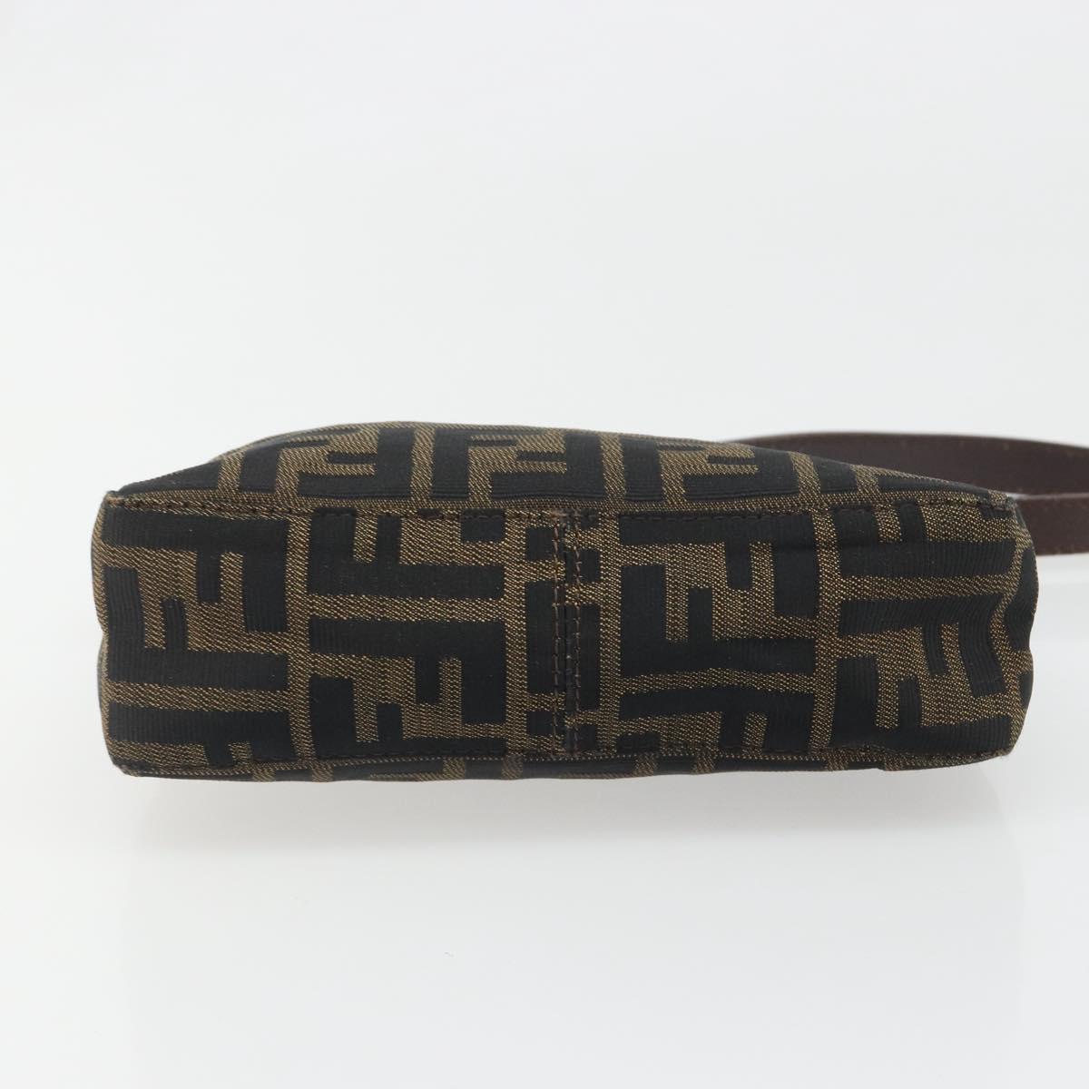 FENDI Zucca Canvas Hand Bag Black Brown Auth mr2535