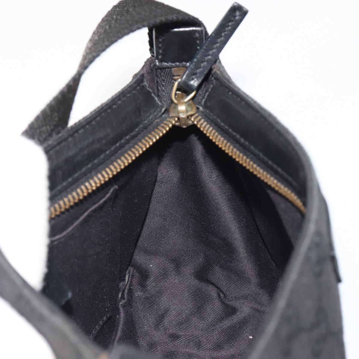 GUCCI GG Canvas Hand Bag Black Gold 106644 Auth mr2539A