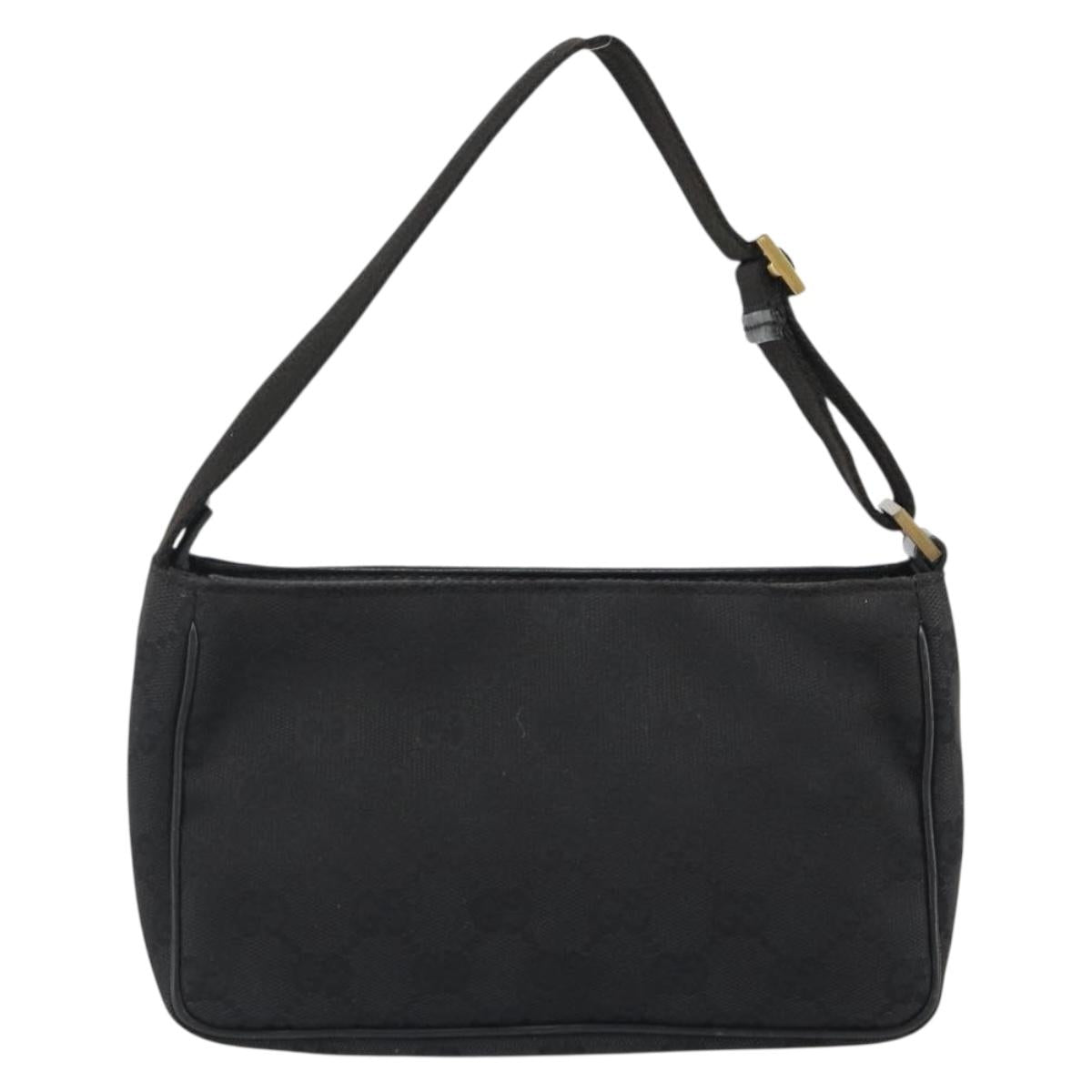 GUCCI GG Canvas Hand Bag Black Gold 106644 Auth mr2539A