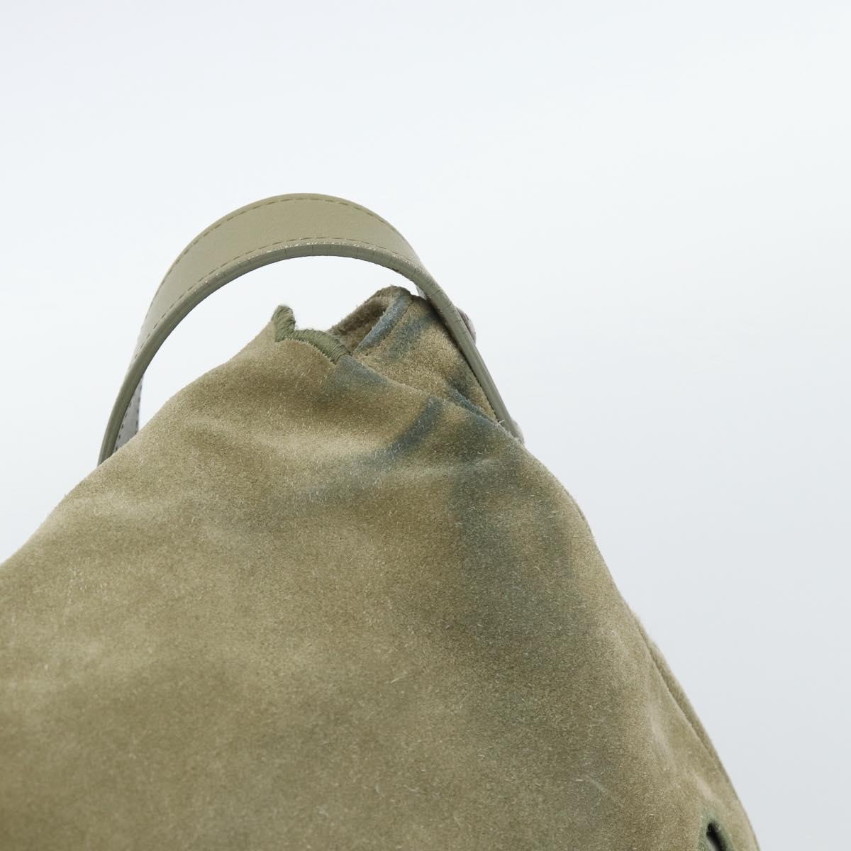 CHANEL Shoulder Bag Suede Leather Khaki Silver CC Auth mr2540A