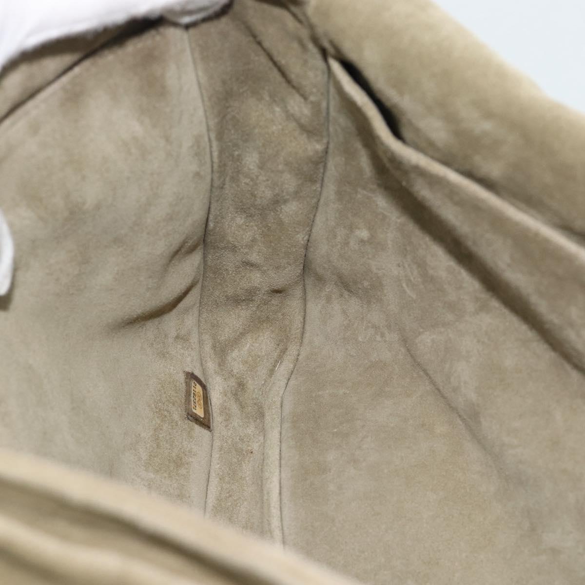 CHANEL Shoulder Bag Suede Leather Khaki Silver CC Auth mr2540A