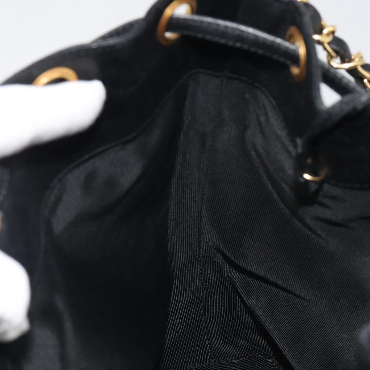 CHANEL Shoulder Bag Caviar Skin Black Gold CC Auth mr2541A