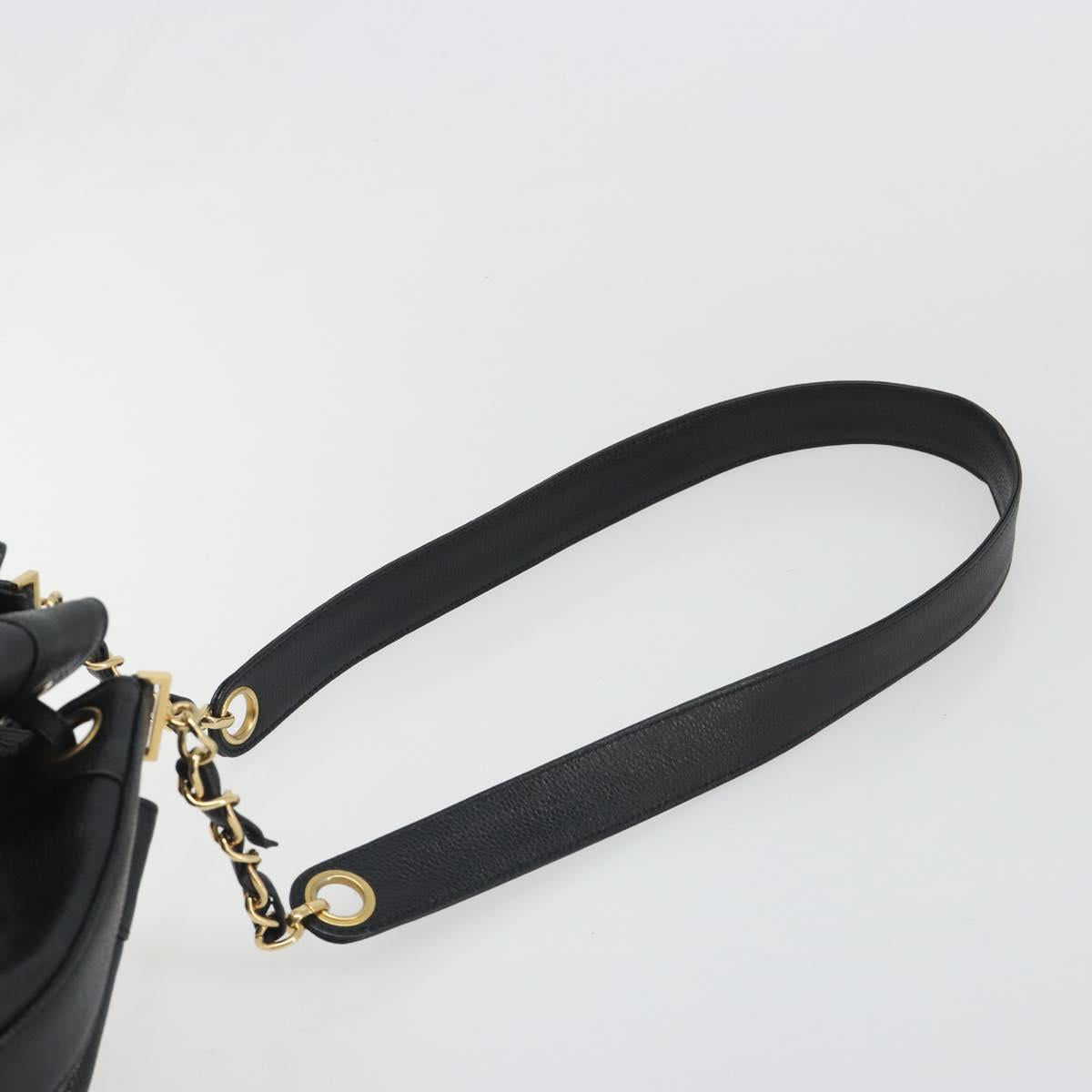 CHANEL Shoulder Bag Caviar Skin Black Gold CC Auth mr2541A