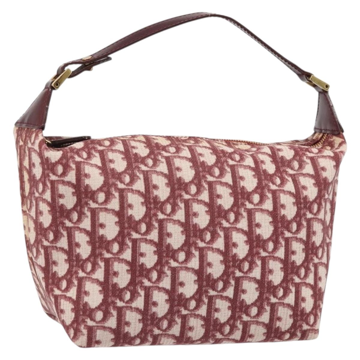 Christian Dior Trotter Canvas Accessory Pouch PVC Red Gold Auth mr2546A