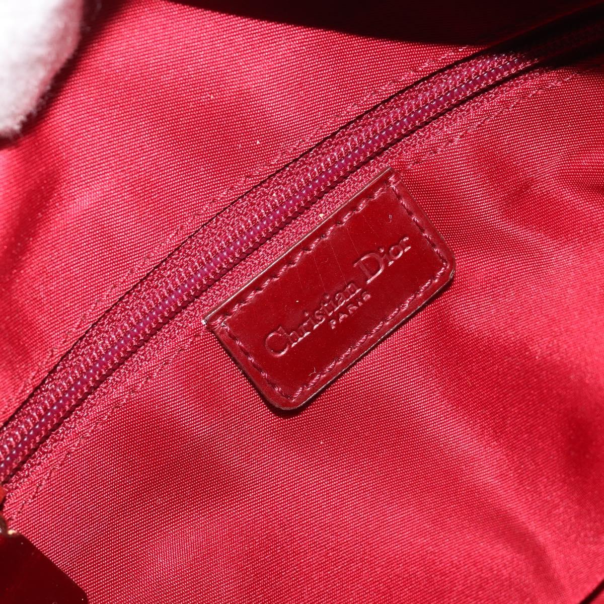 Christian Dior Trotter Canvas Accessory Pouch PVC Red Gold Auth mr2546A