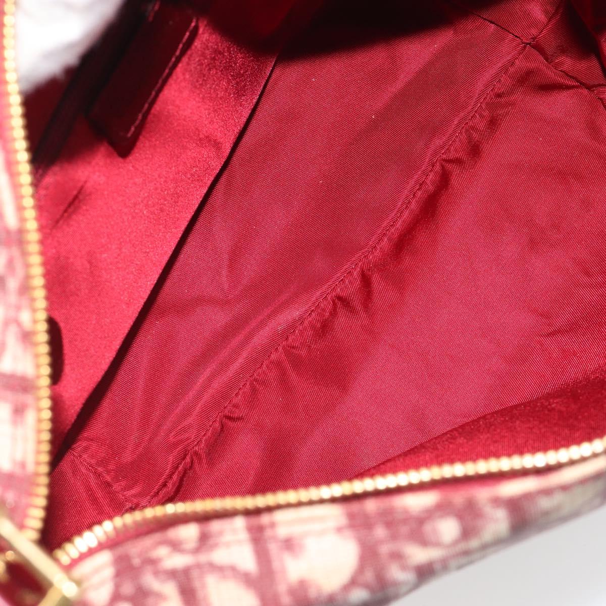 Christian Dior Trotter Canvas Accessory Pouch PVC Red Gold Auth mr2546A