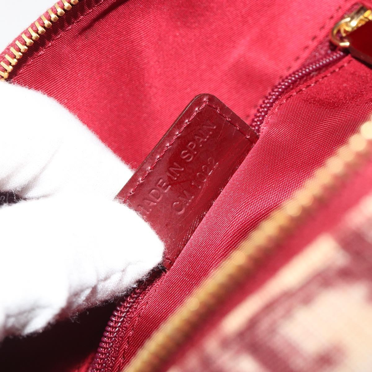 Christian Dior Trotter Canvas Accessory Pouch PVC Red Gold Auth mr2546A