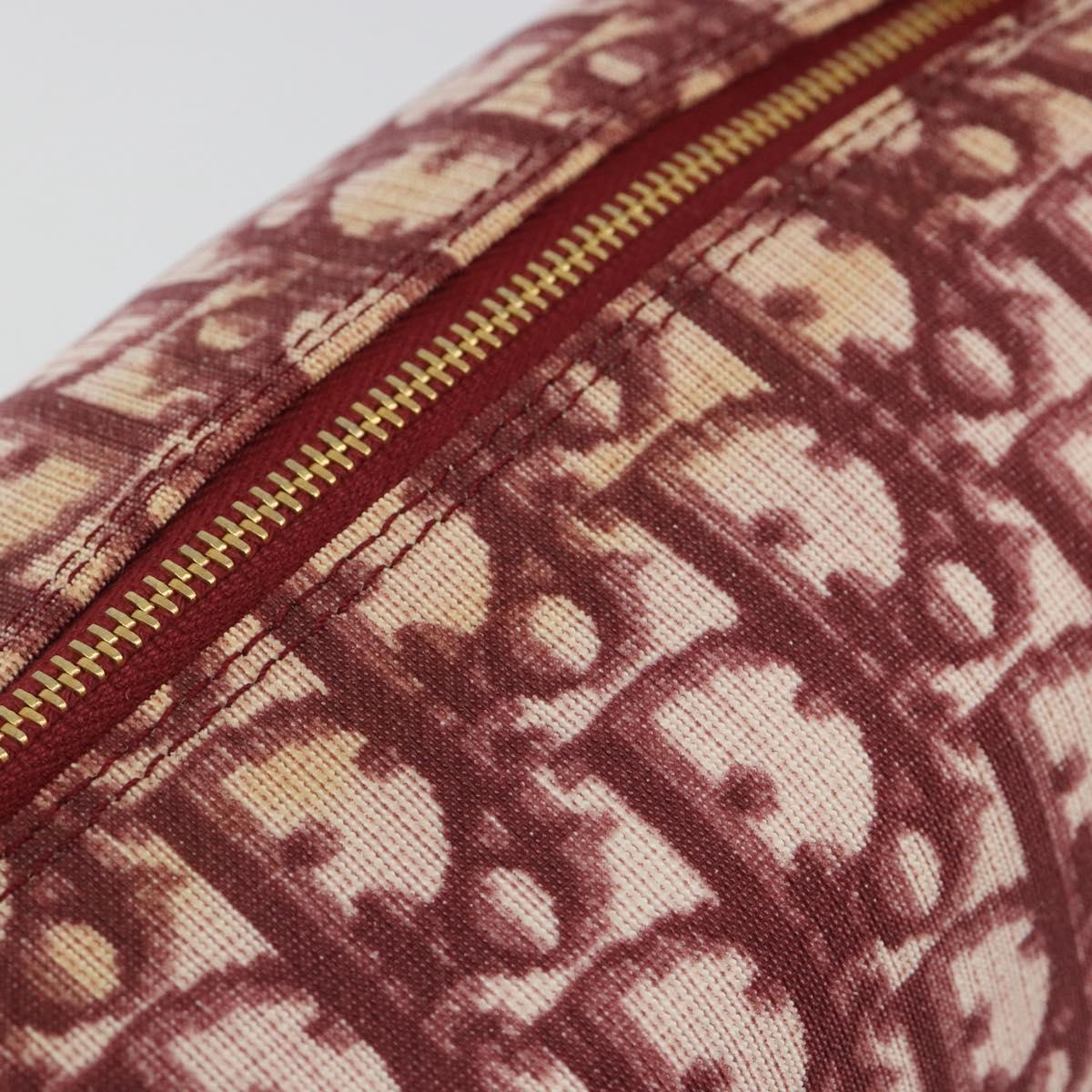 Christian Dior Trotter Canvas Accessory Pouch PVC Red Gold Auth mr2546A