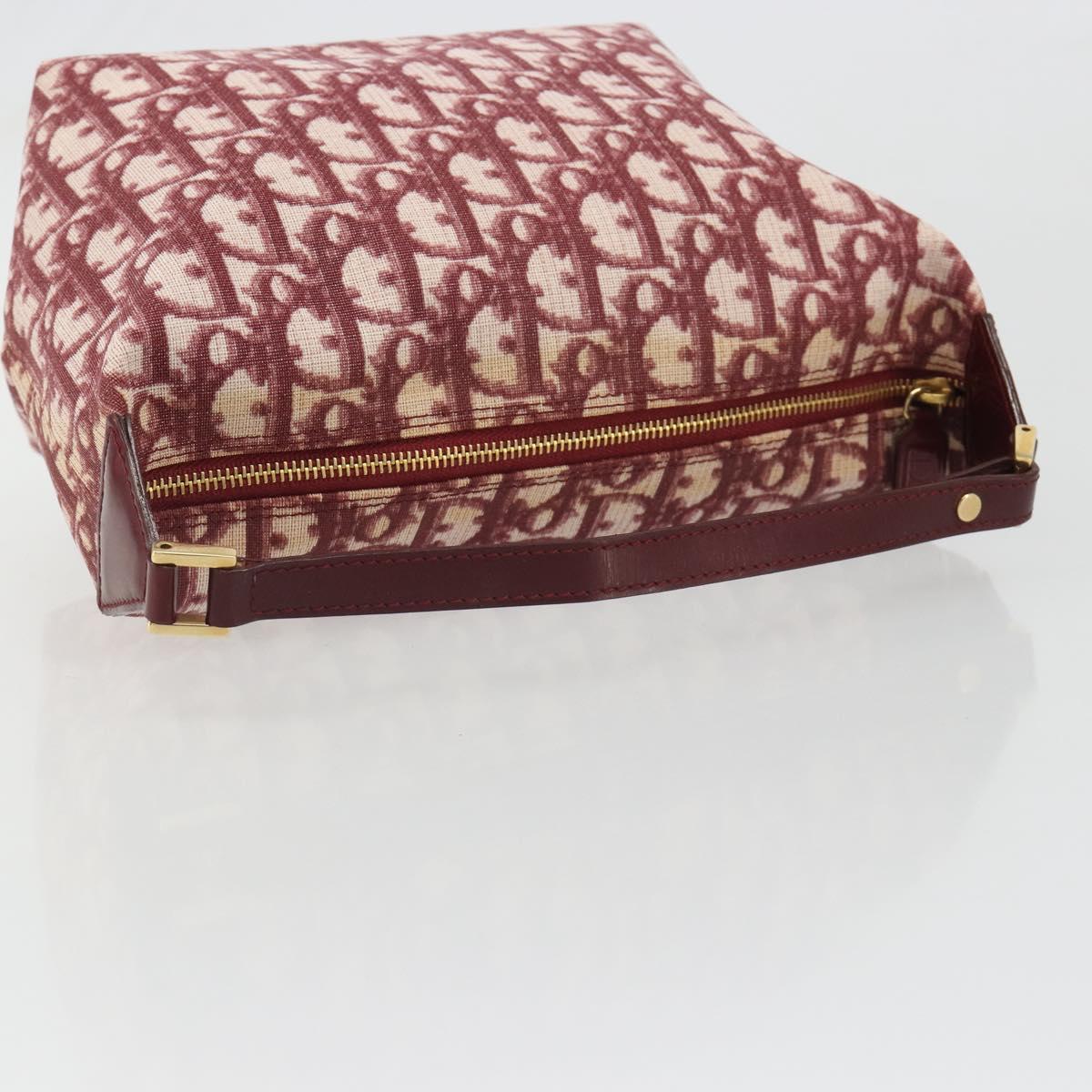 Christian Dior Trotter Canvas Accessory Pouch PVC Red Gold Auth mr2546A