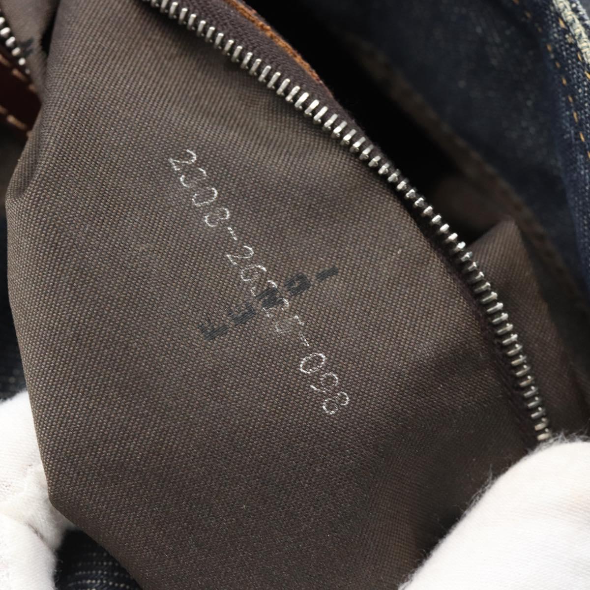 FENDI Mamma Baguette Shoulder Bag Denim Blue Silver Auth mr2547V