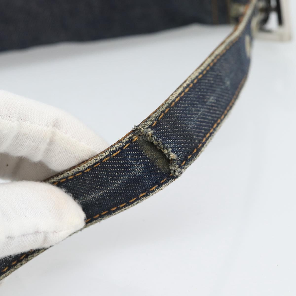 FENDI Mamma Baguette Shoulder Bag Denim Blue Silver Auth mr2547V