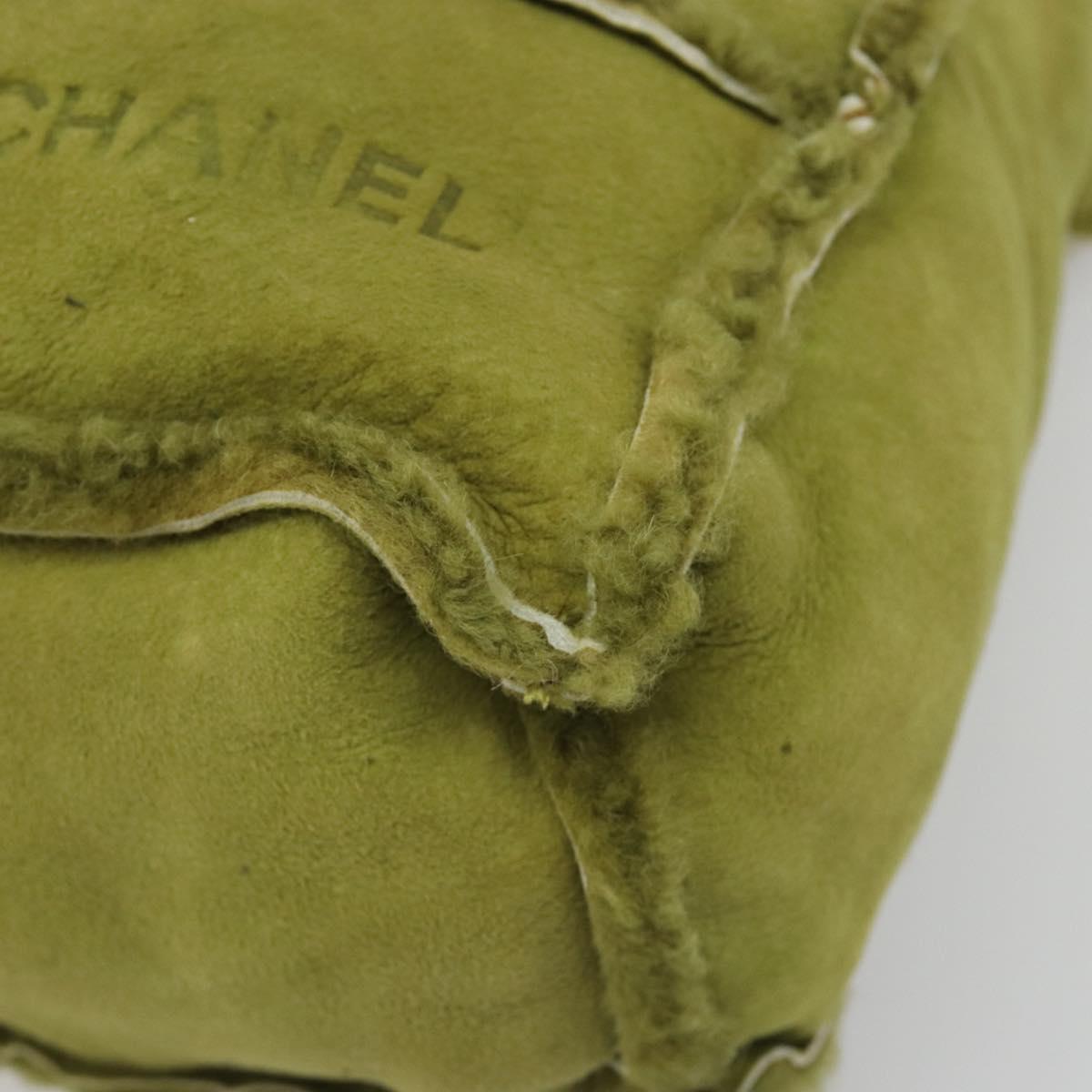 CHANEL Shoulder Bag Mouton Green Silver CC Auth mr2549V