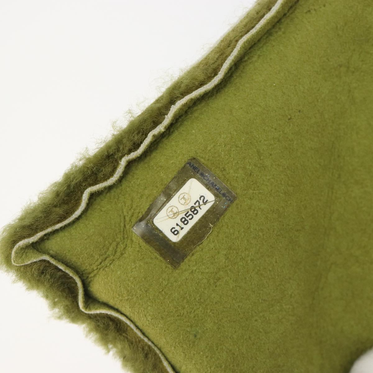 CHANEL Shoulder Bag Mouton Green Silver CC Auth mr2549V