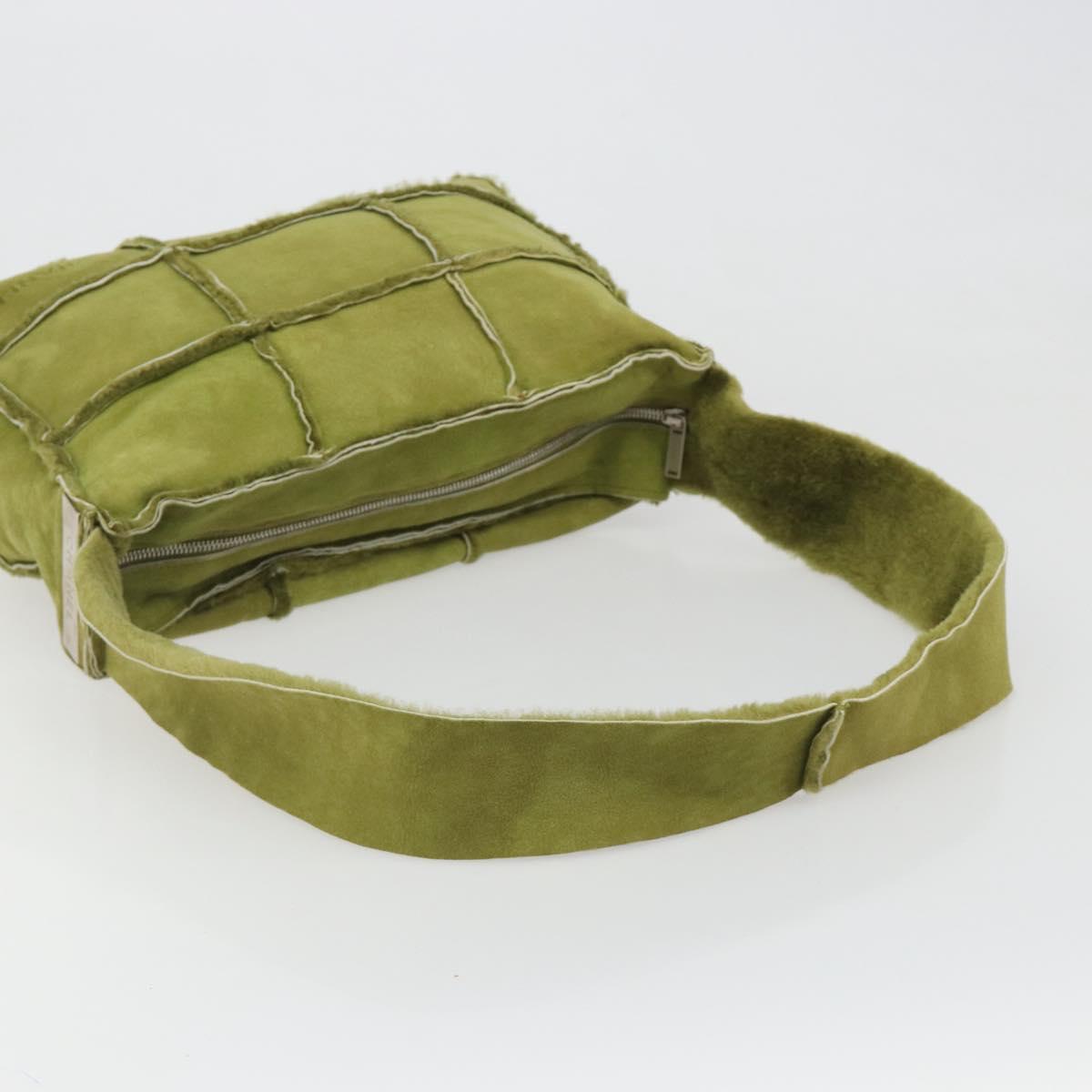CHANEL Shoulder Bag Mouton Green Silver CC Auth mr2549V
