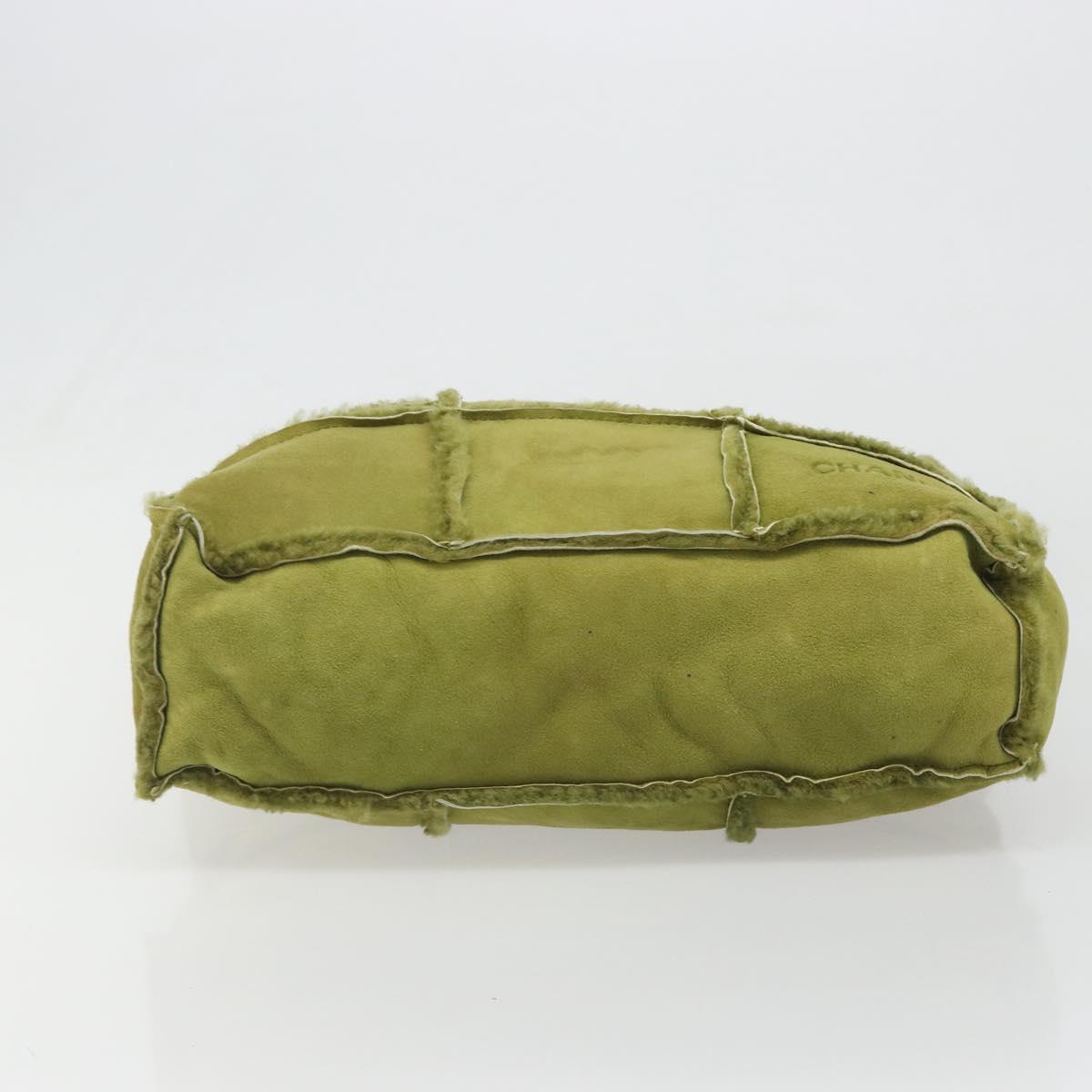 CHANEL Shoulder Bag Mouton Green Silver CC Auth mr2549V