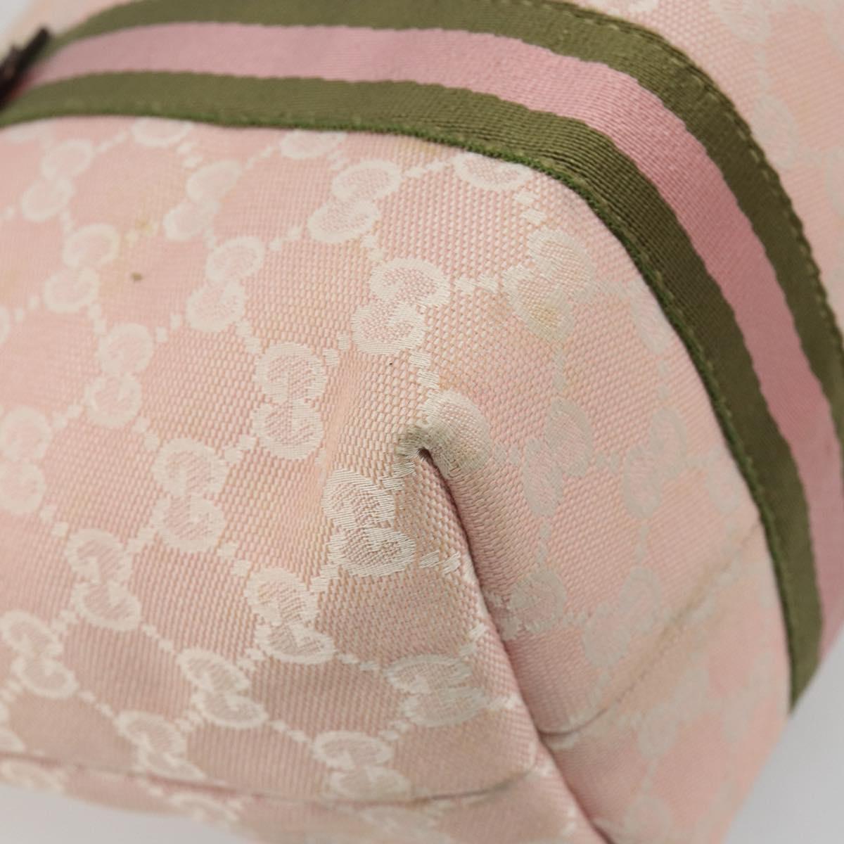 GUCCI GG Canvas Sherry Line Tote Bag Pink Gold 137396 Auth mr2550A