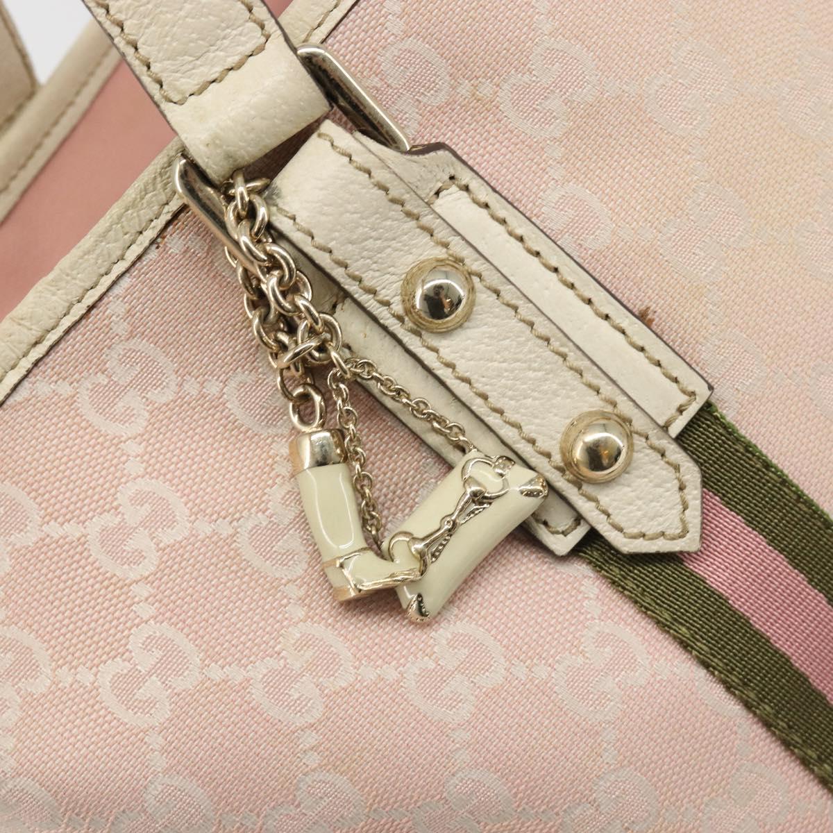 GUCCI GG Canvas Sherry Line Tote Bag Pink Gold 137396 Auth mr2550A