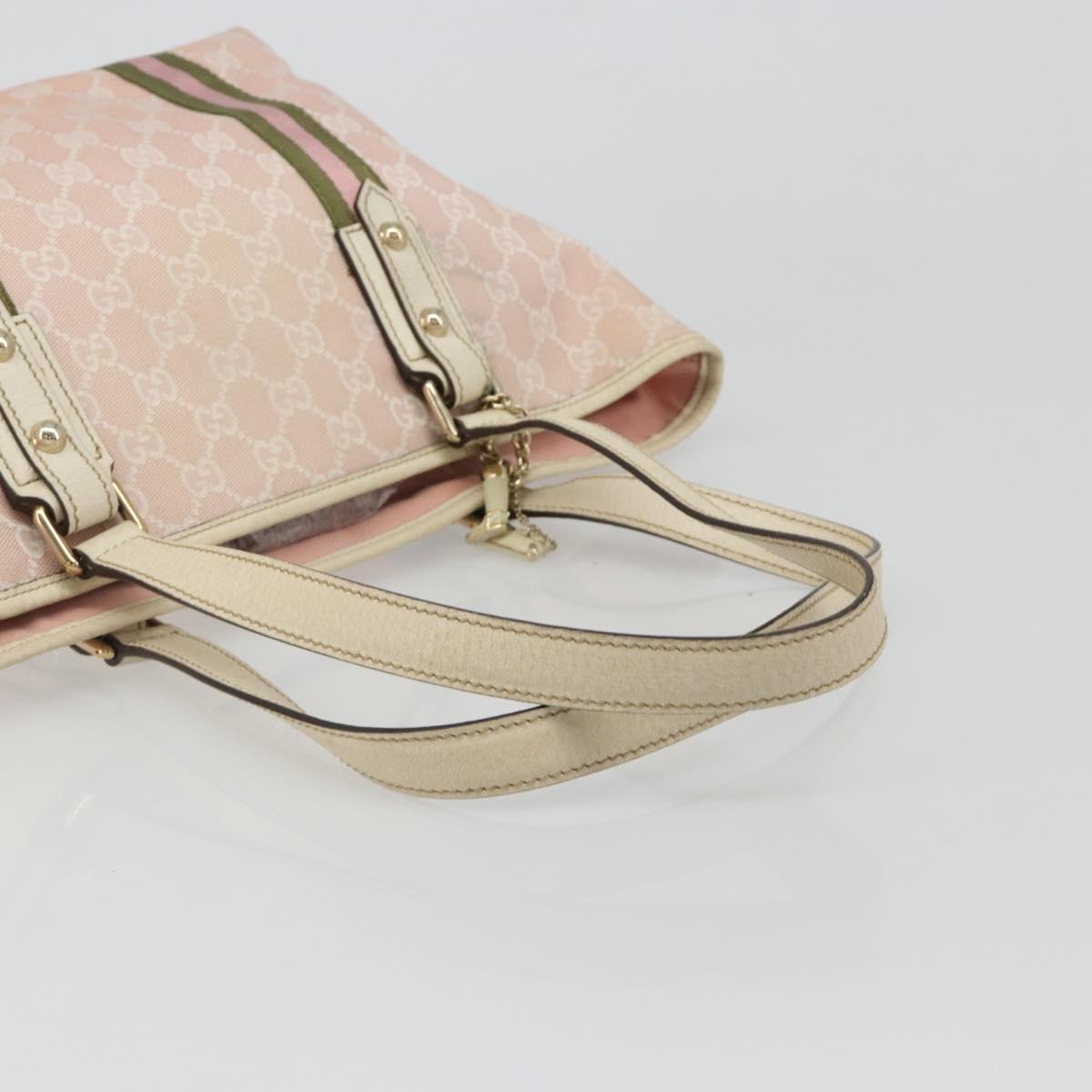 GUCCI GG Canvas Sherry Line Tote Bag Pink Gold 137396 Auth mr2550A