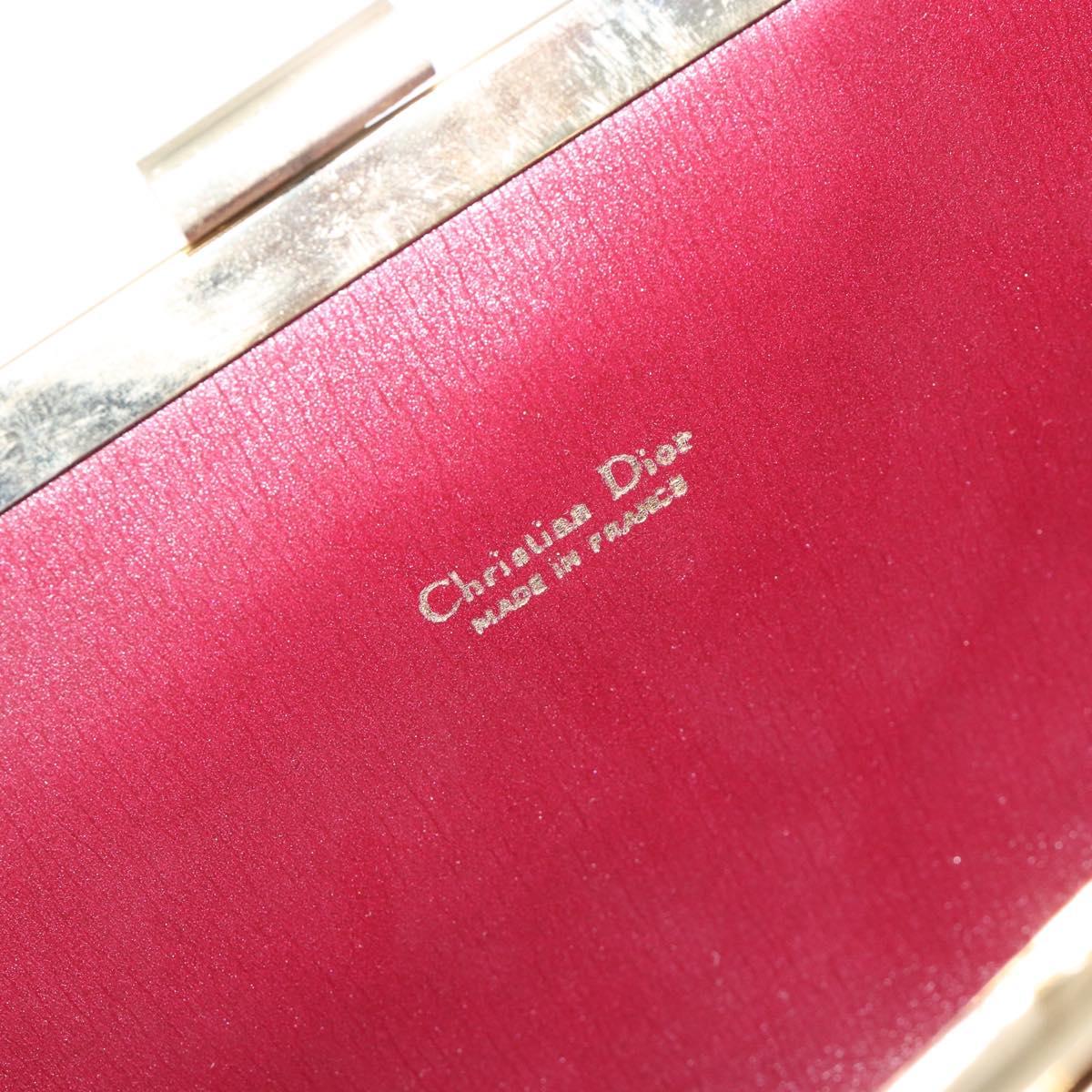 Christian Dior Clutch Bag Canvas Bordeaux Gold Auth mr2551