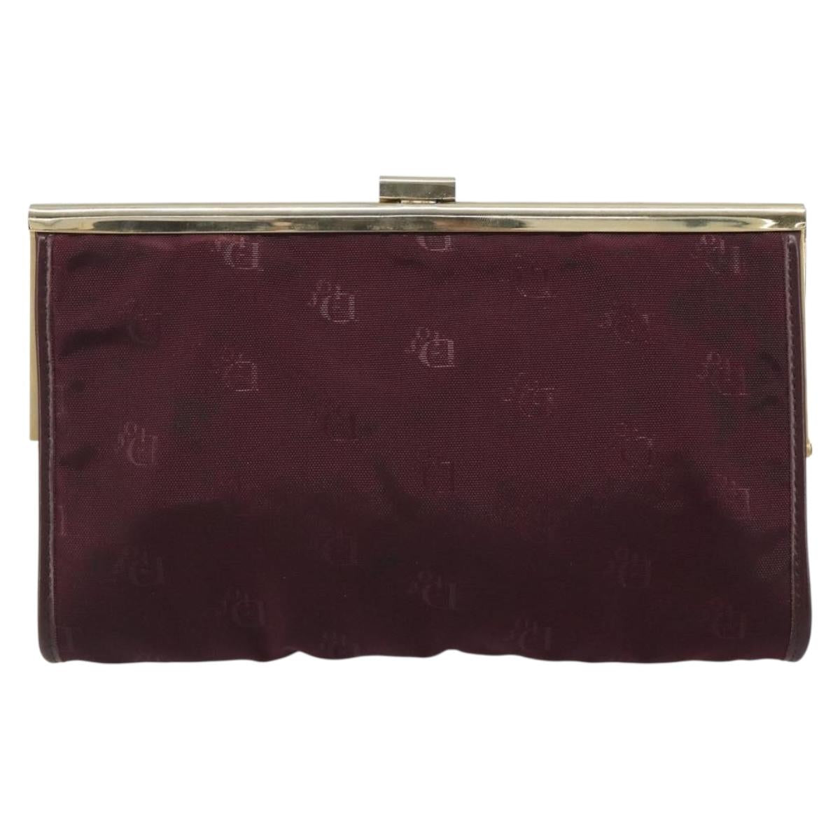 Christian Dior Clutch Bag Canvas Bordeaux Gold Auth mr2551