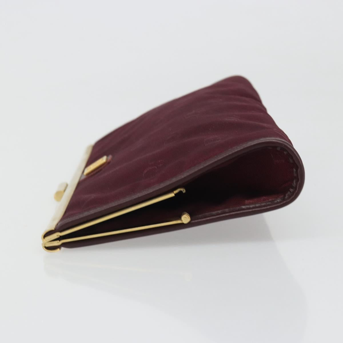 Christian Dior Clutch Bag Canvas Bordeaux Gold Auth mr2551