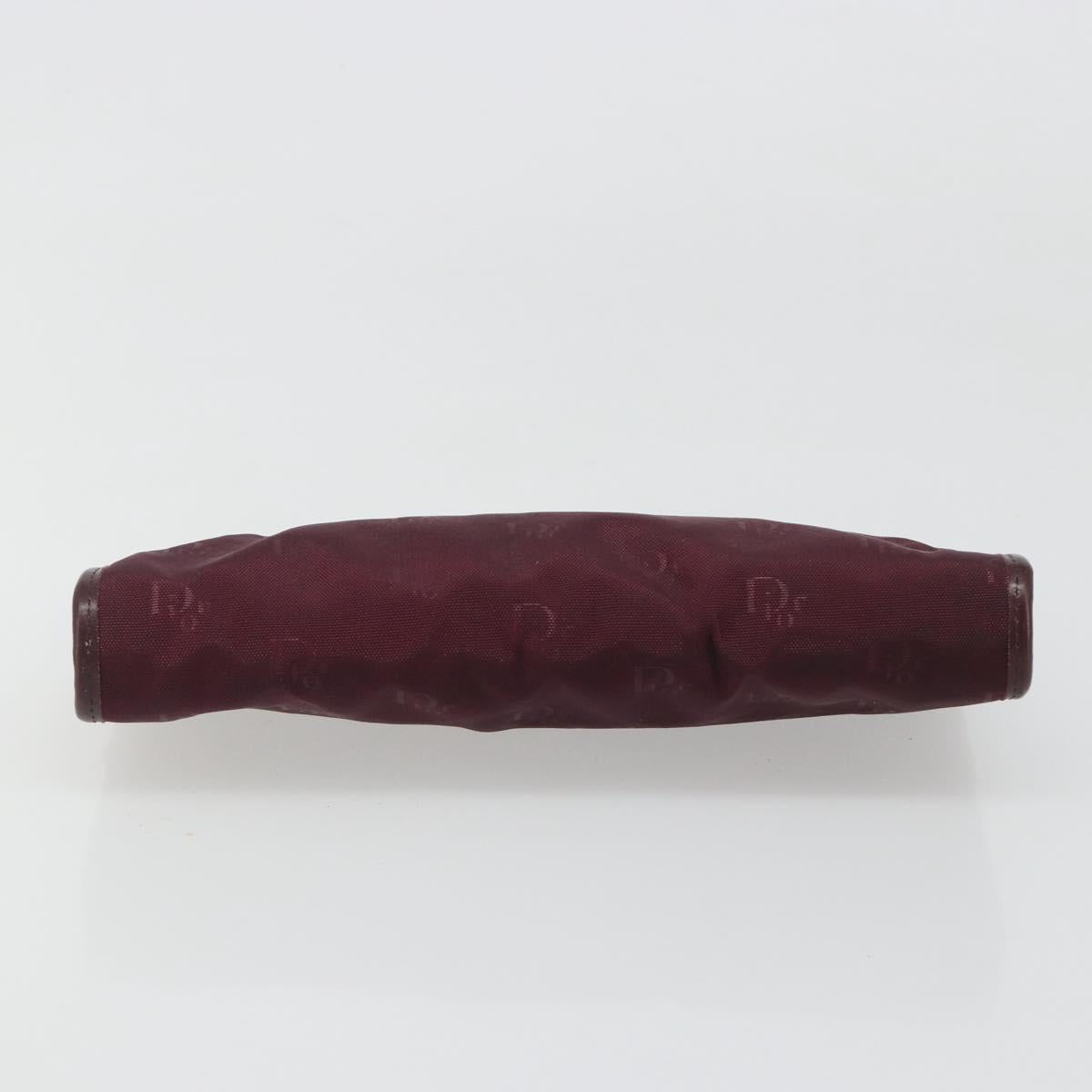 Christian Dior Clutch Bag Canvas Bordeaux Gold Auth mr2551