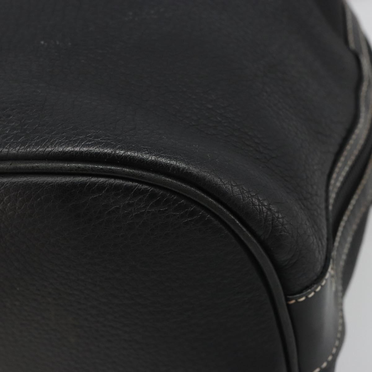 Burberrys Nova Check Shoulder Bag Leather 2way Black Gold Auth mr2552A