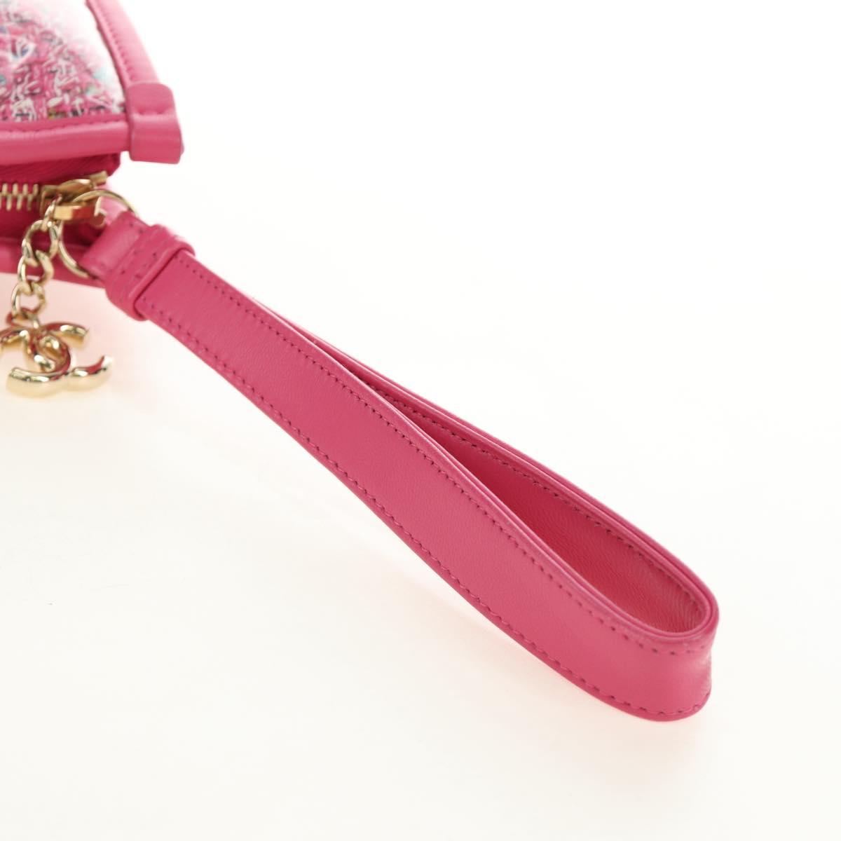 CHANEL Clutch Bag Leather Pink Gold CC Auth mr2553V