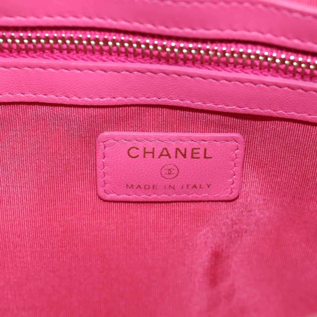 CHANEL Clutch Bag Leather Pink Gold CC Auth mr2553V