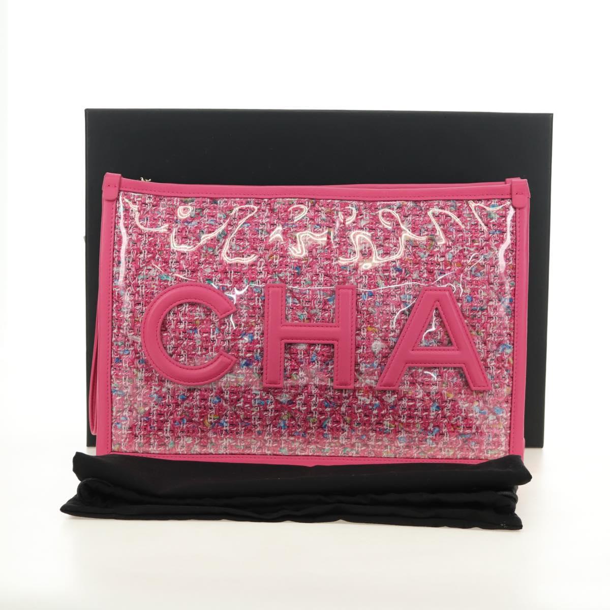 CHANEL Clutch Bag Leather Pink Gold CC Auth mr2553V