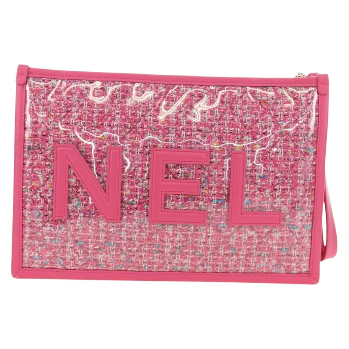CHANEL Clutch Bag Leather Pink Gold CC Auth mr2553V