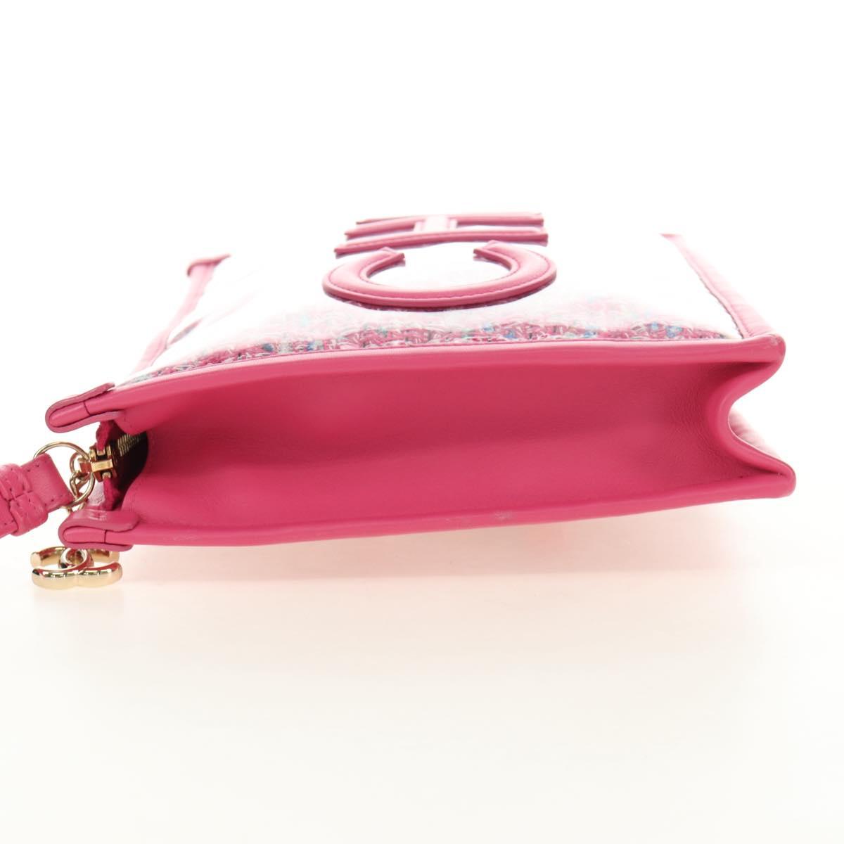 CHANEL Clutch Bag Leather Pink Gold CC Auth mr2553V