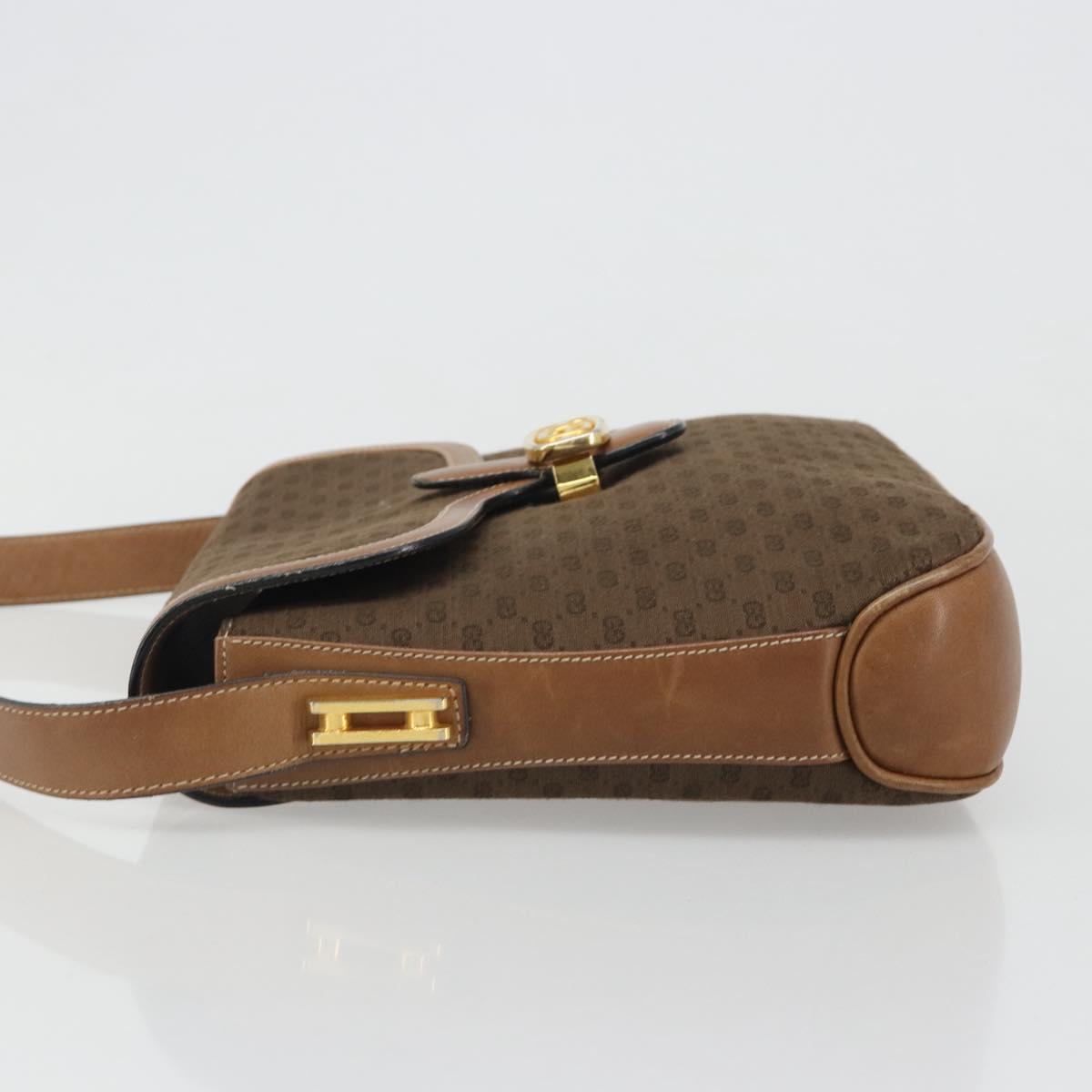 GUCCI Micro GG Supreme Shoulder Bag PVC Brown Gold Auth mr2554A