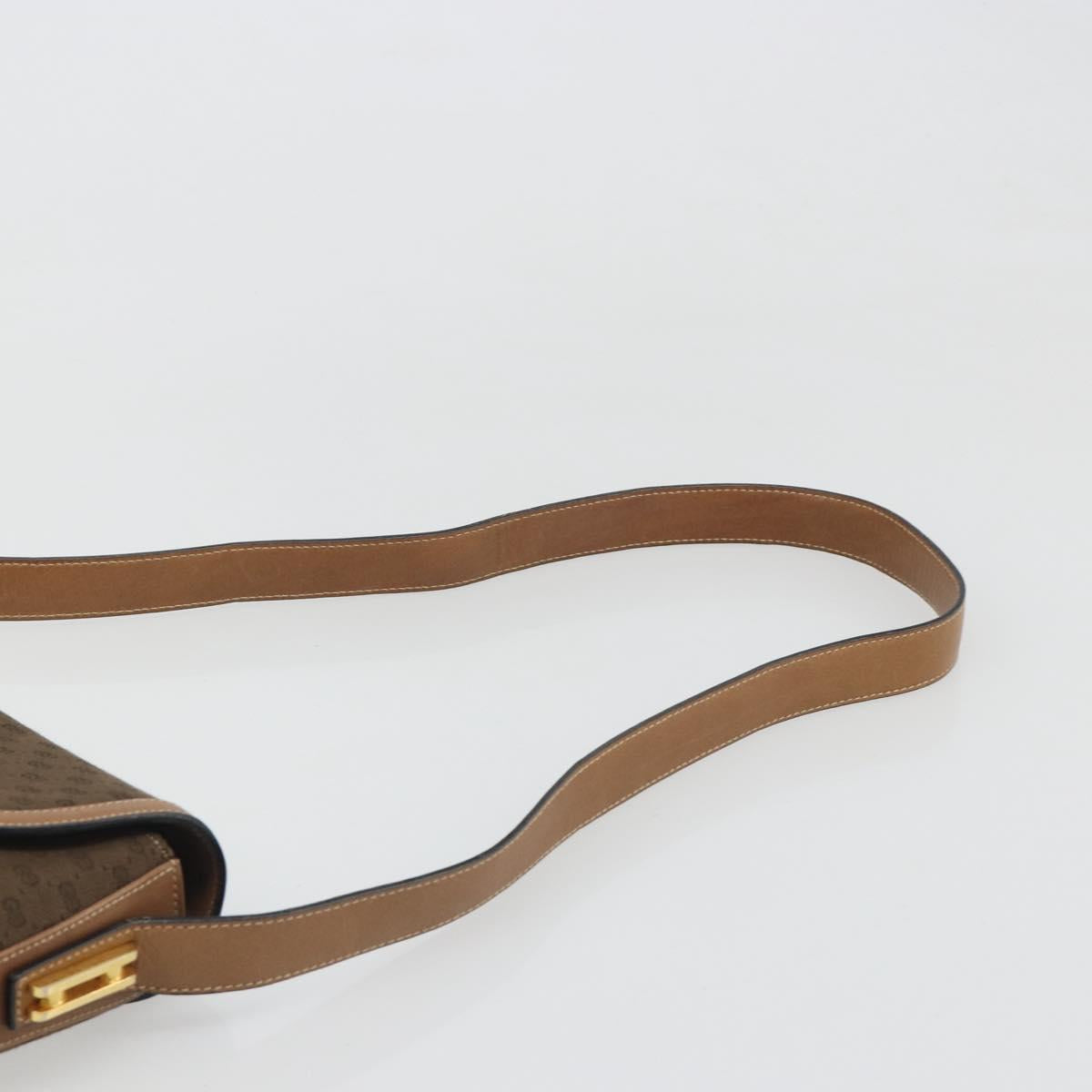 GUCCI Micro GG Supreme Shoulder Bag PVC Brown Gold Auth mr2554A