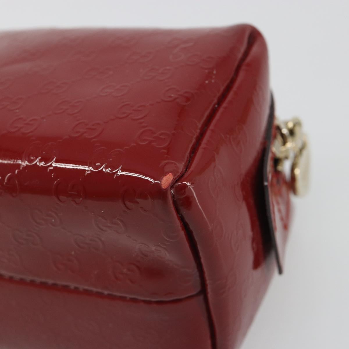 GUCCI Micro GG Supreme Pouch Patent leather Red Gold 153228 Auth mr2555