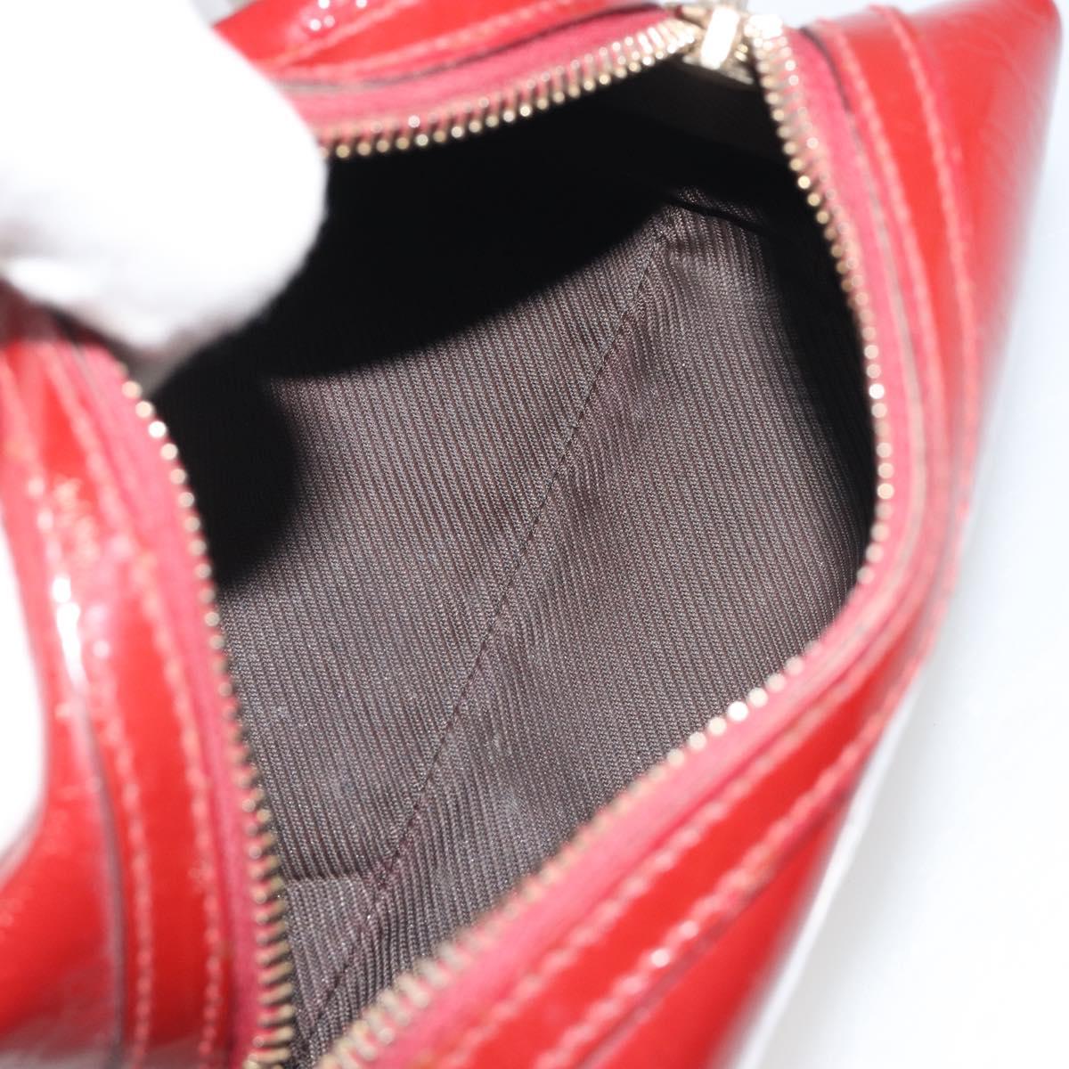 GUCCI Micro GG Supreme Pouch Patent leather Red Gold 153228 Auth mr2555