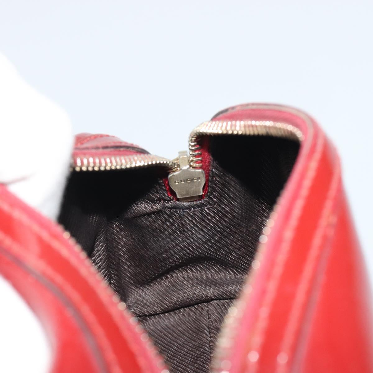 GUCCI Micro GG Supreme Pouch Patent leather Red Gold 153228 Auth mr2555