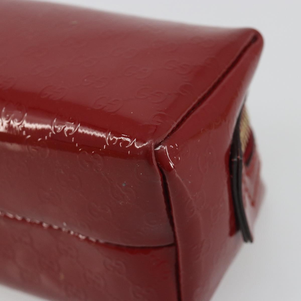 GUCCI Micro GG Supreme Pouch Patent leather Red Gold 153228 Auth mr2555