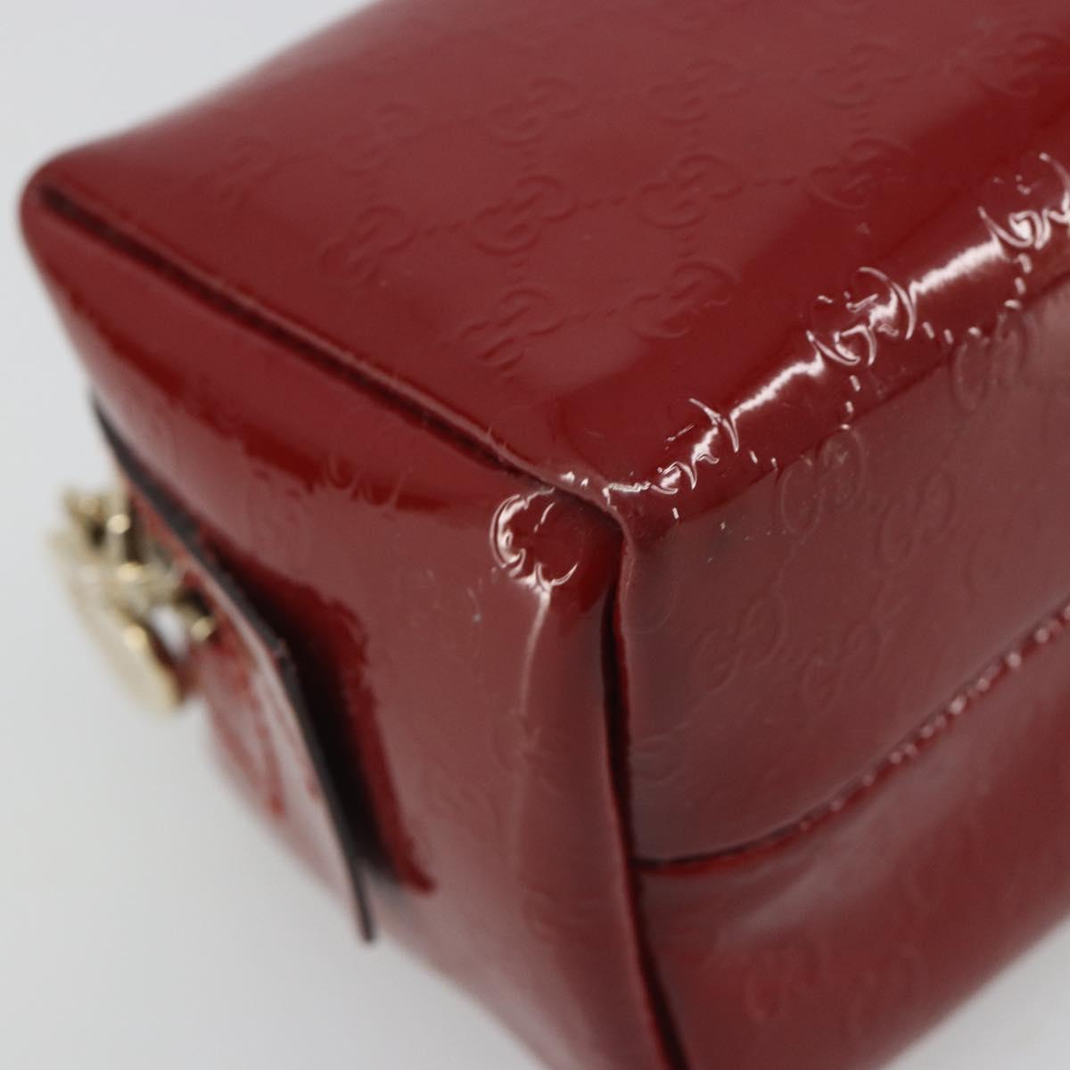 GUCCI Micro GG Supreme Pouch Patent leather Red Gold 153228 Auth mr2555