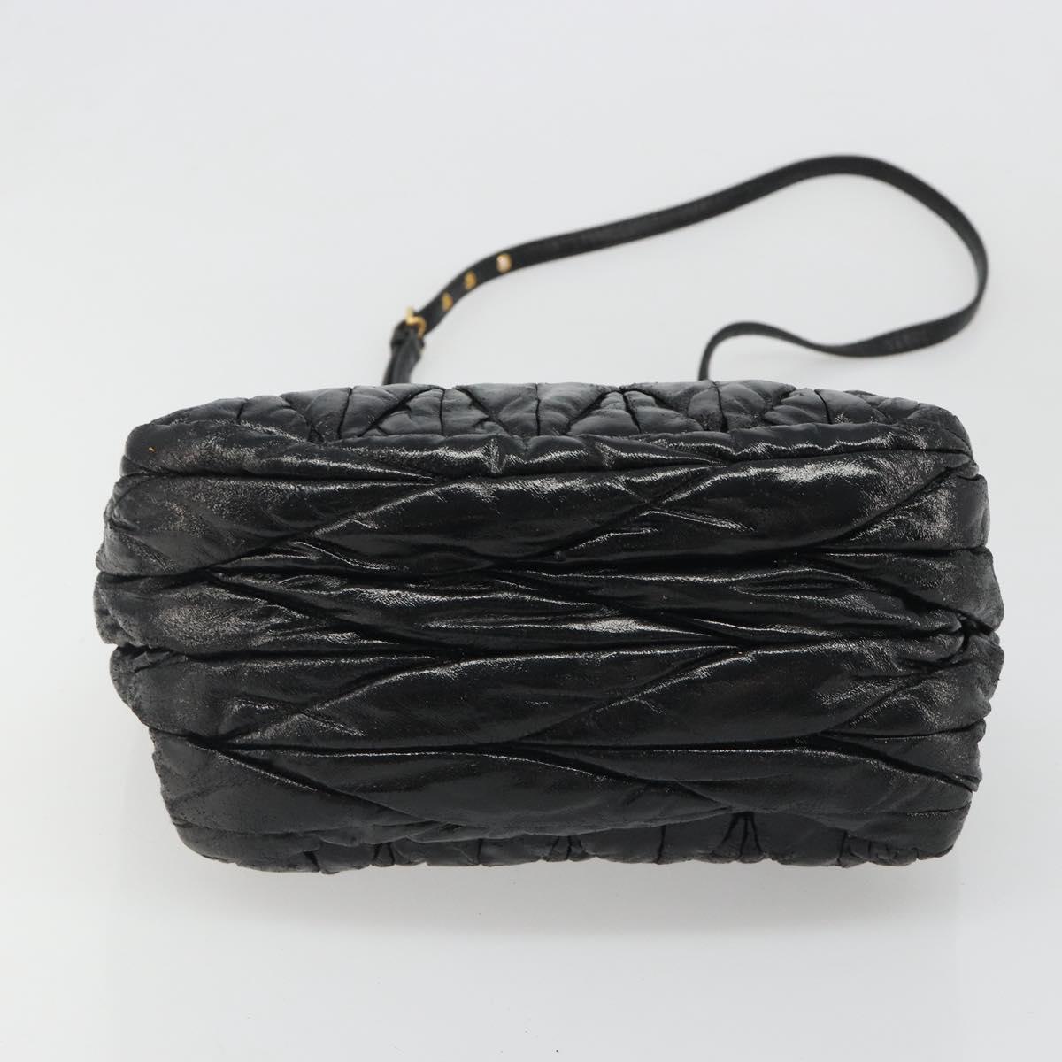 Miu Miu Hand Bag Leather 2way Black Gold Auth mr2556