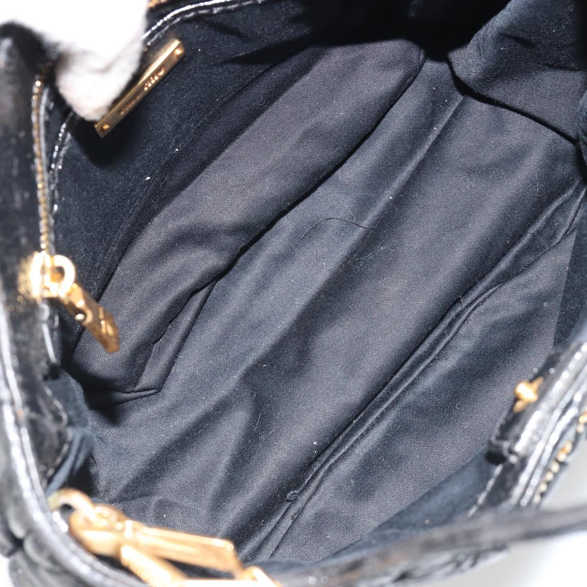 Miu Miu Hand Bag Leather 2way Black Gold Auth mr2556
