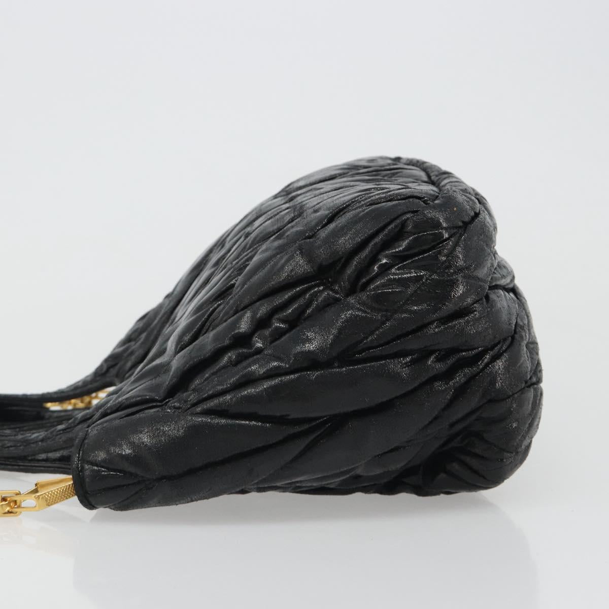 Miu Miu Hand Bag Leather 2way Black Gold Auth mr2556