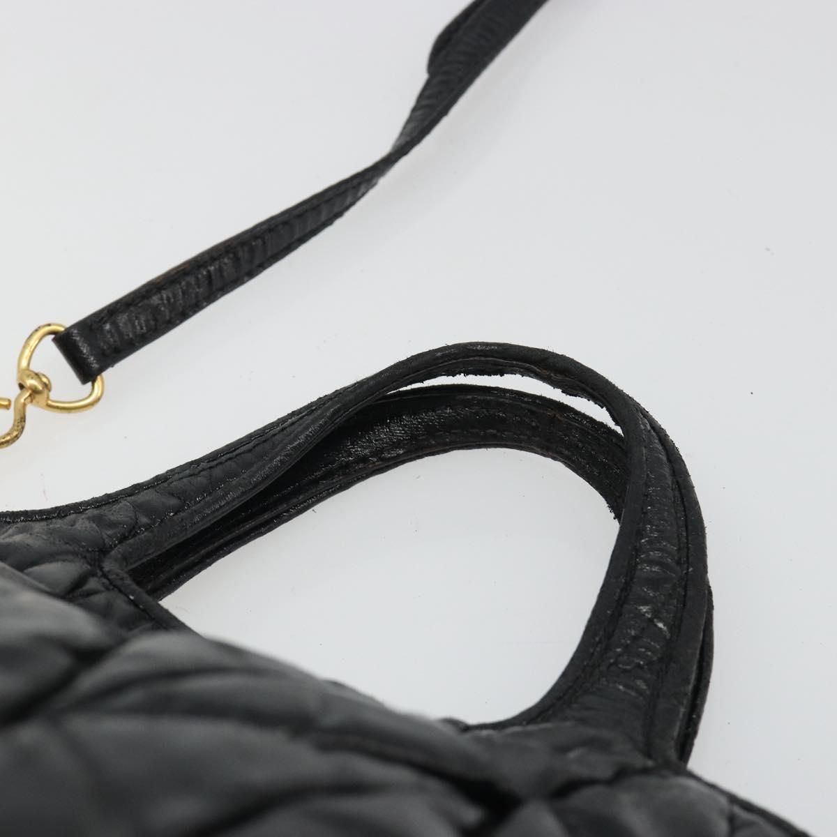 Miu Miu Hand Bag Leather 2way Black Gold Auth mr2556