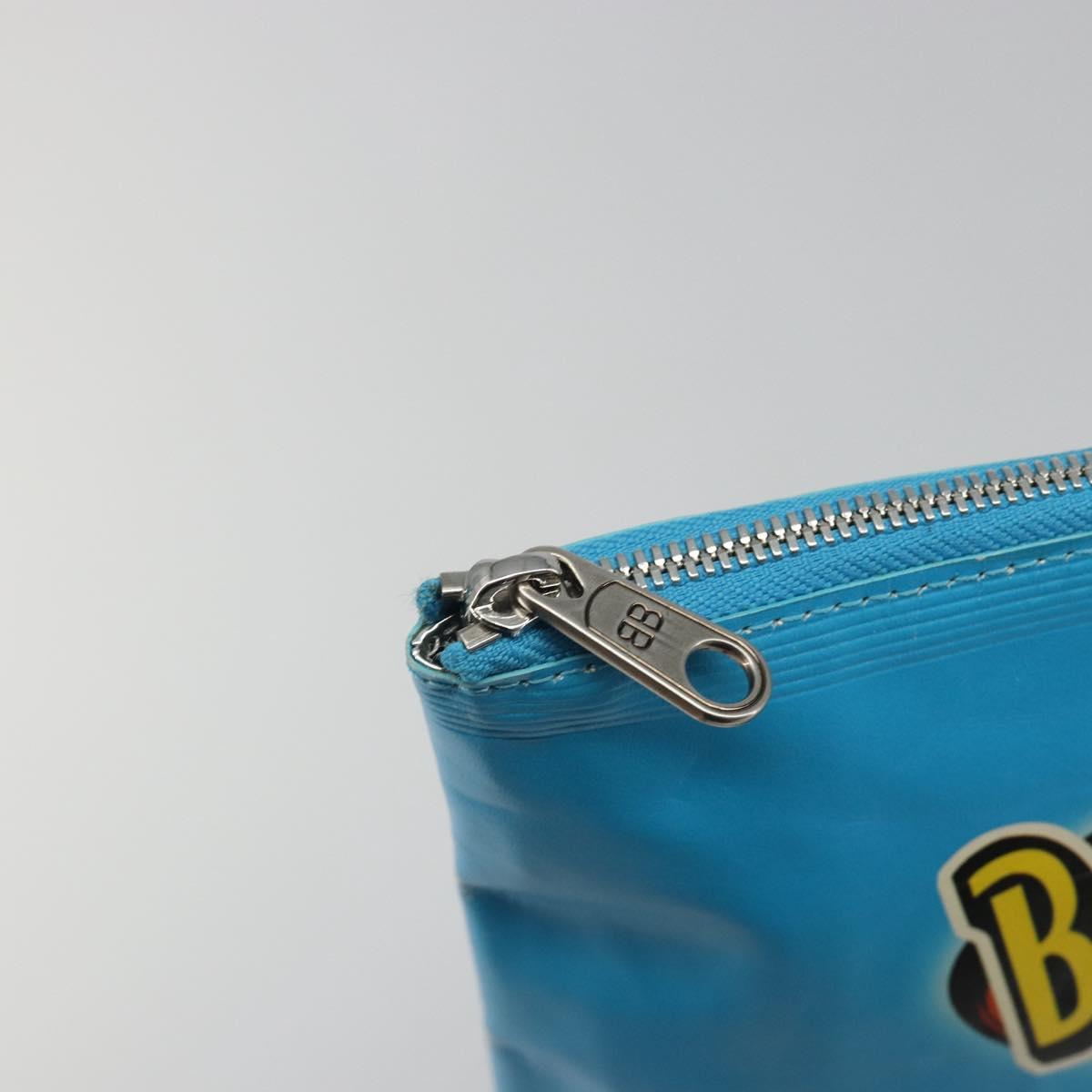 BALENCIAGA MAXI PACK Clutch Bag Leather Blue Silver Auth mr2558A