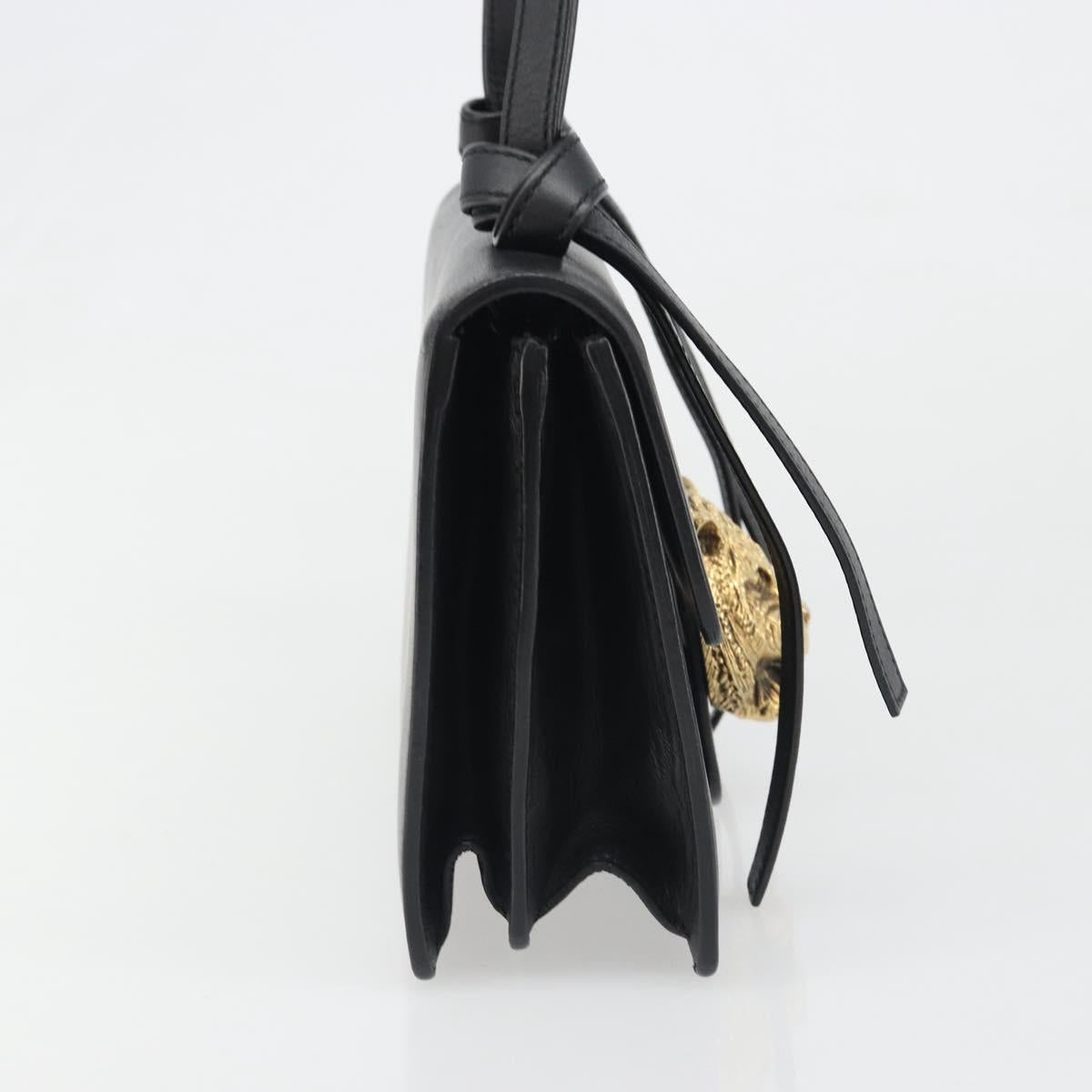 GUCCI Shoulder Bag Leather Black Gold 412007 Auth mr2562V