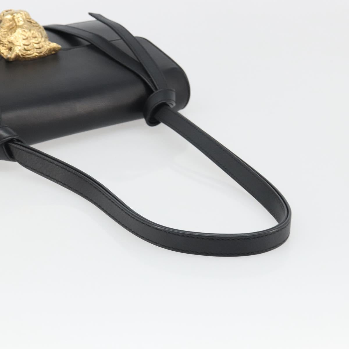 GUCCI Shoulder Bag Leather Black Gold 412007 Auth mr2562V
