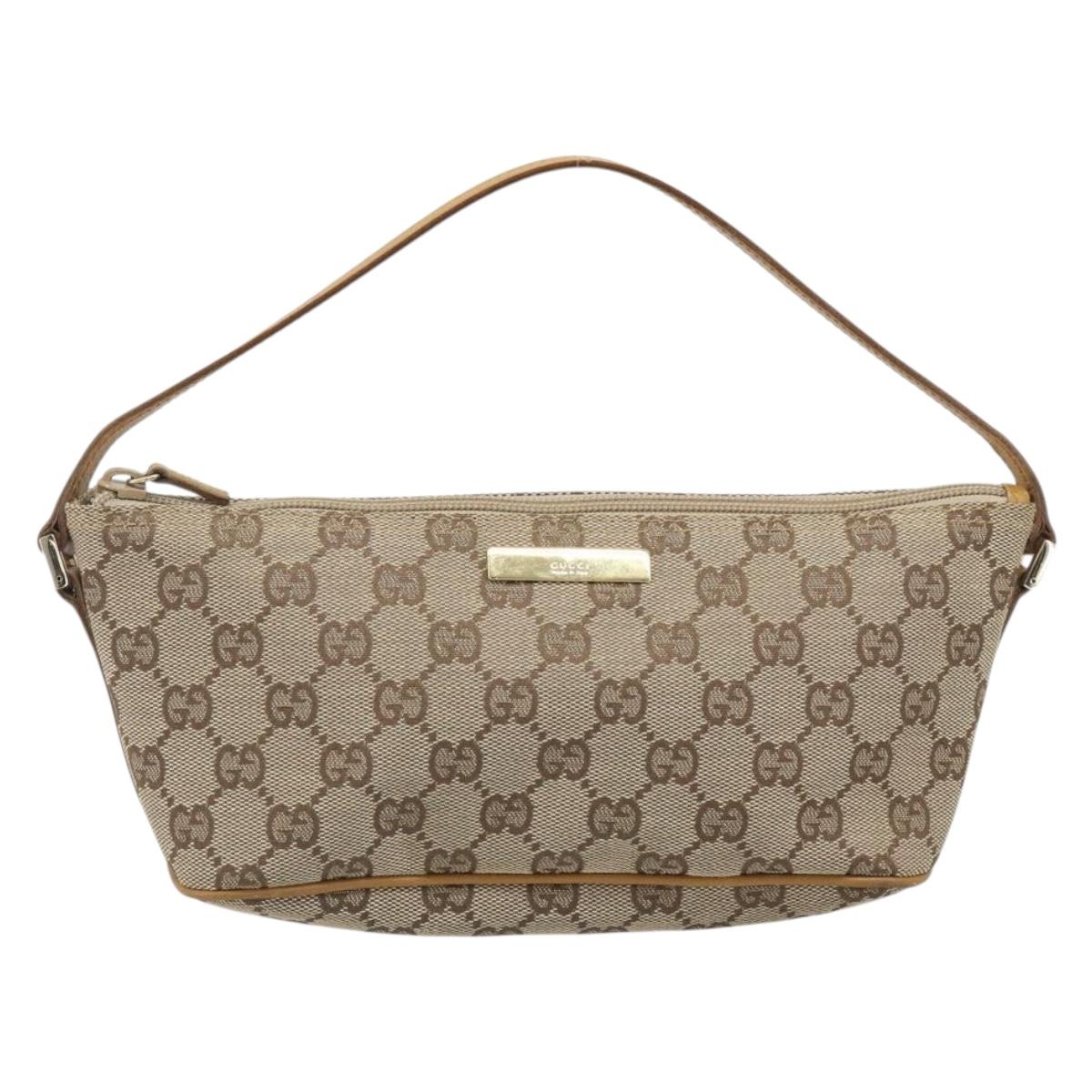 GUCCI GG Canvas Accessory Pouch Beige Gold 039 1103 2123 Auth mr2563A