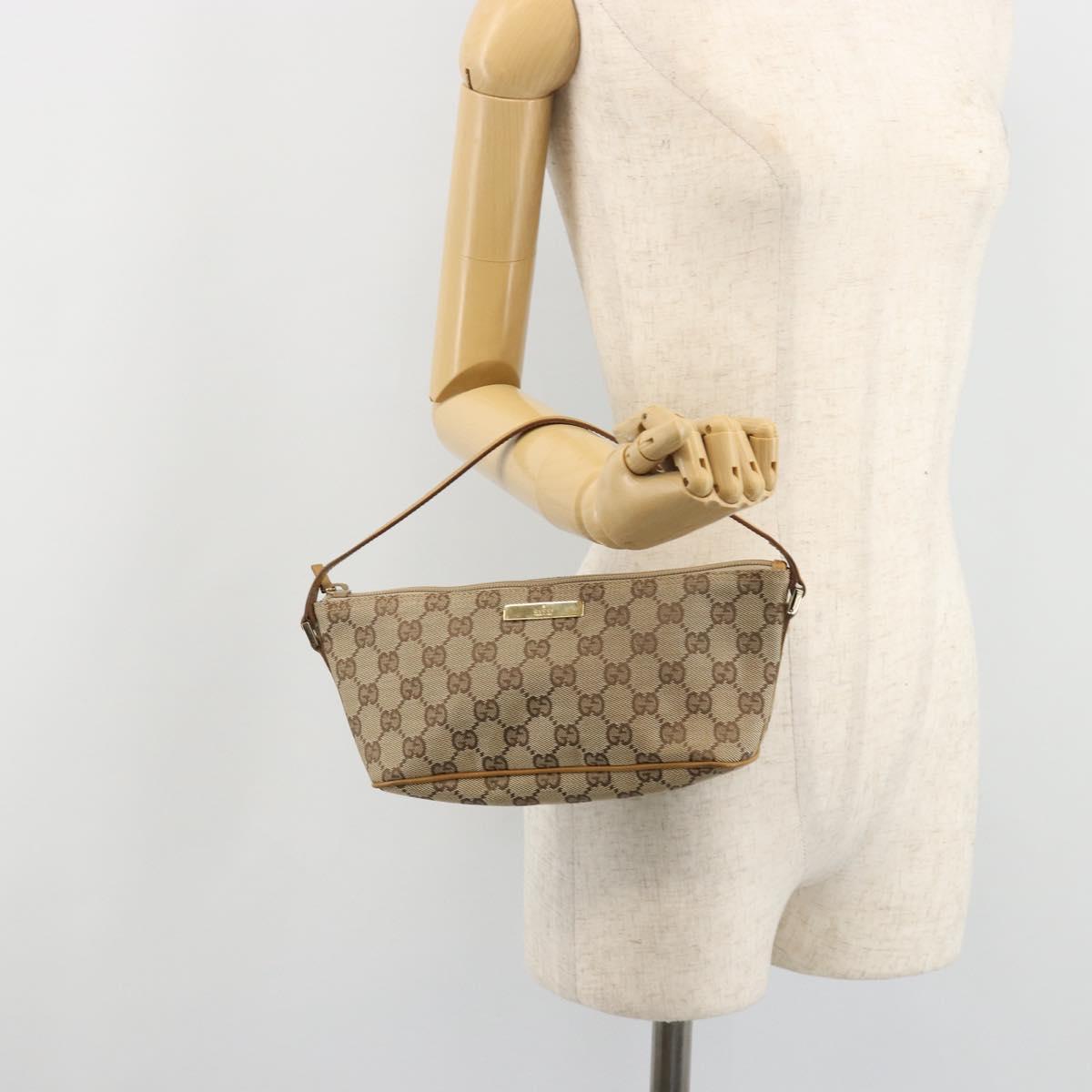 GUCCI GG Canvas Accessory Pouch Beige Gold 039 1103 2123 Auth mr2563A