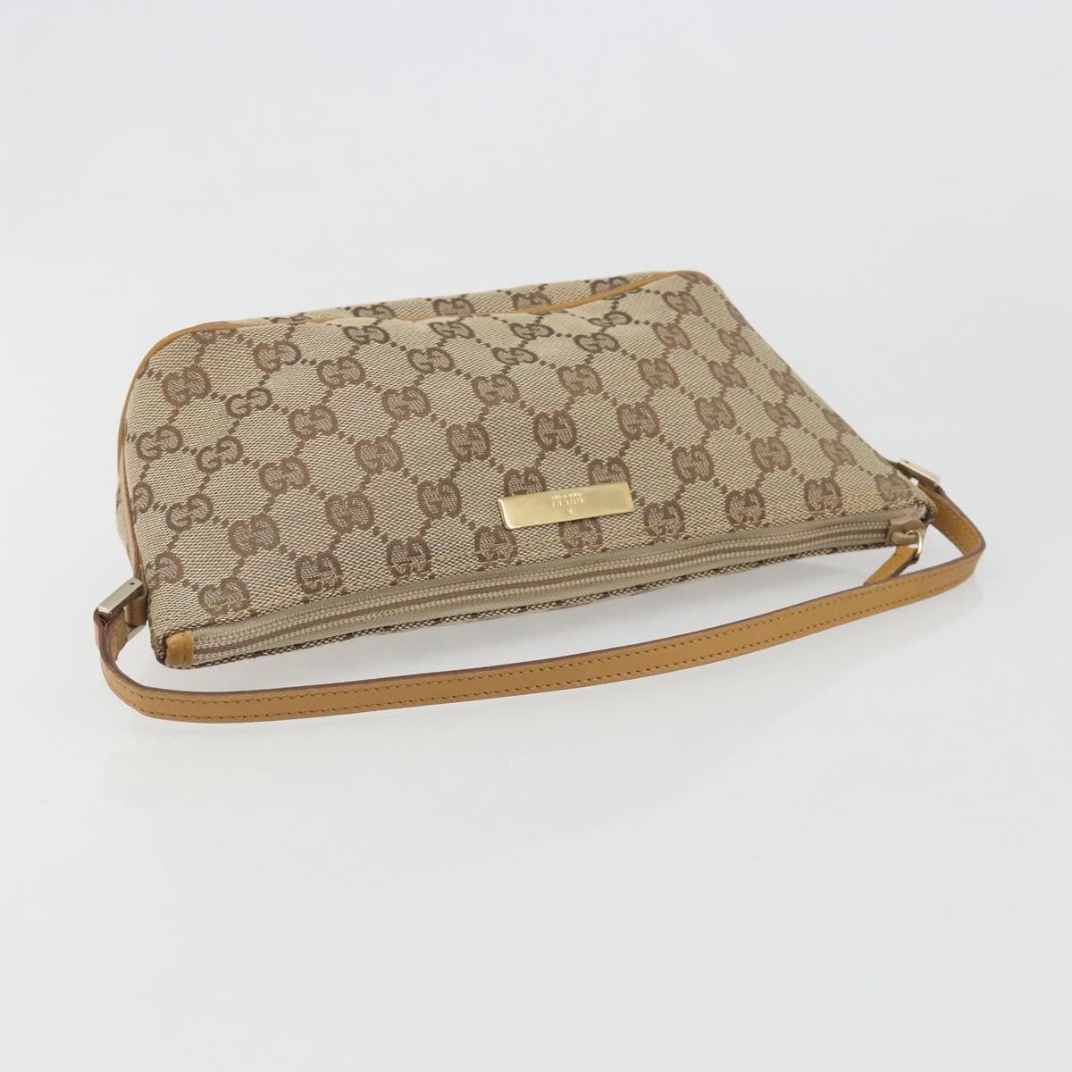 GUCCI GG Canvas Accessory Pouch Beige Gold 039 1103 2123 Auth mr2563A
